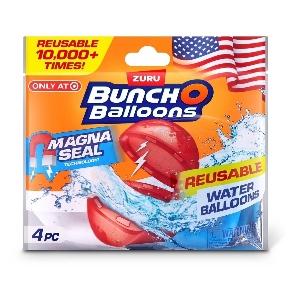 Bunch Balloons Reusable Water Balloons (2) 4pks- Red/White/Blue:Games for‎ Kids